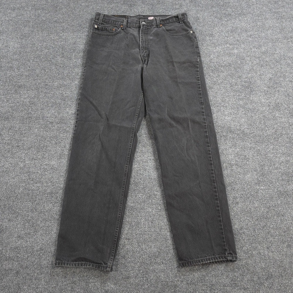 Vintage Levis Jeans Mens 36x33 Black Denim 550 Relaxed Charcoal Wash Casual 90s